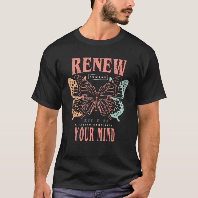 Butterfly Christian Bible Verse Transformed By Chr T-Shirt (Front)