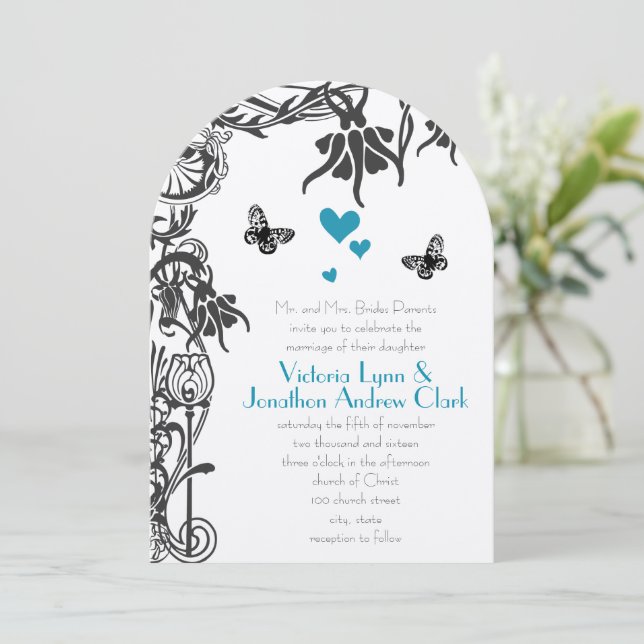 Butterfly Christian Fairy Tale Wedding Invitation (Standing Front)