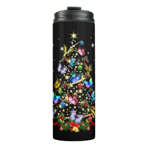 Butterfly Christmas Tree Lights Women Girls Xmas B Thermal Tumbler