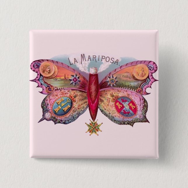Butterfly Cigar Antique Painting Advertising 15 Cm Square Badge (Front)