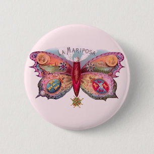 Butterfly Cigar Antique Painting Advertising 6 Cm Round Badge