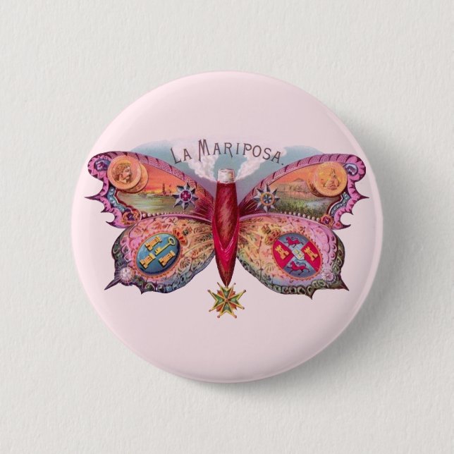 Butterfly Cigar Antique Painting Advertising 6 Cm Round Badge (Front)