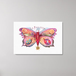 Butterfly Cigar Antique Painting Advertising Canvas Print