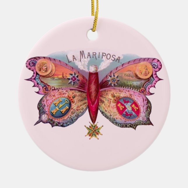 Butterfly Cigar Antique Painting Advertising Ceramic Ornament (Front)