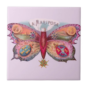 Butterfly Cigar Antique Painting Advertising Tile