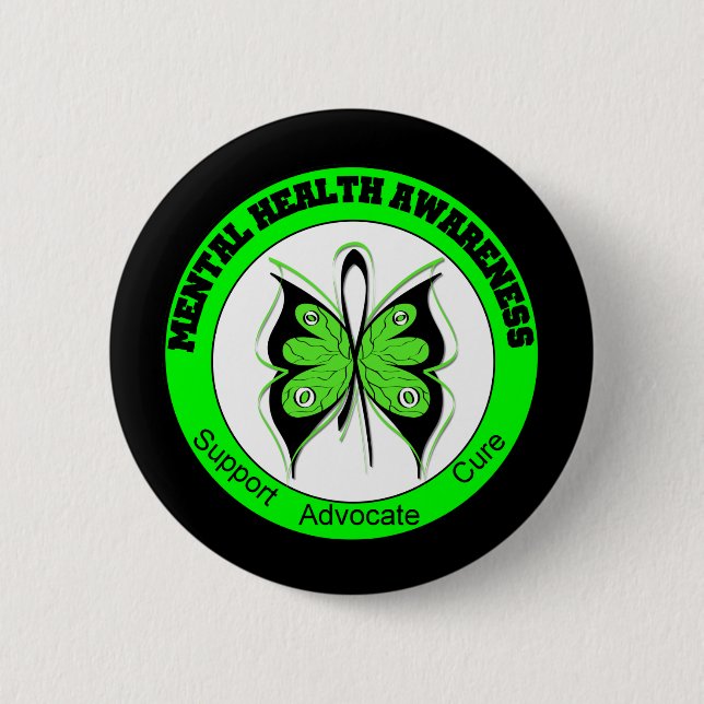 Butterfly Circle Mental Health Awareness 6 Cm Round Badge (Front)