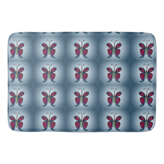 Butterfly Classic Round Sticker Ceramic Ornament Bath Mat (Front)