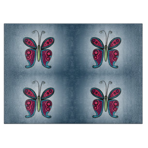 Butterfly Classic Round Sticker Ceramic Ornament Cutting Board