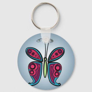Butterfly Classic Round Sticker Key Ring