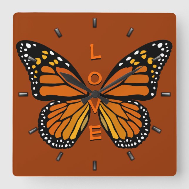 Butterfly Clock Butterfly Wall Clock Monarch Gift (Front)