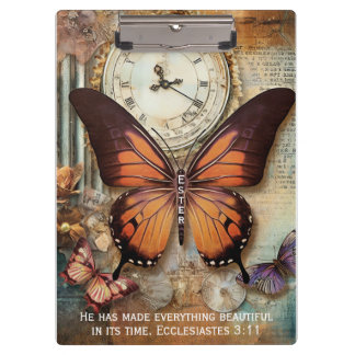 Butterfly Clock Clipboard Ecclesiastes 3:11