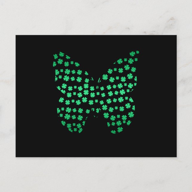 Butterfly Clover Irish St Patricks Day Shamrock Postcard (Front)