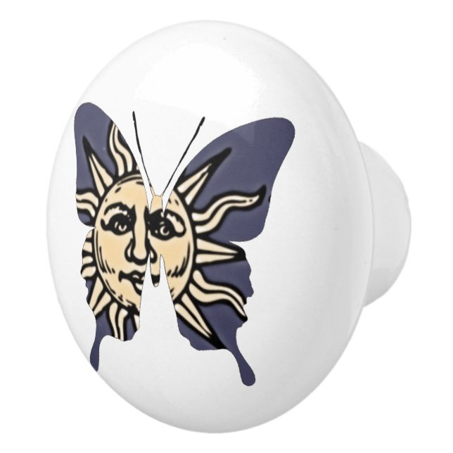 Butterfly Collage Celestial Sun Ceramic Knob (Right)