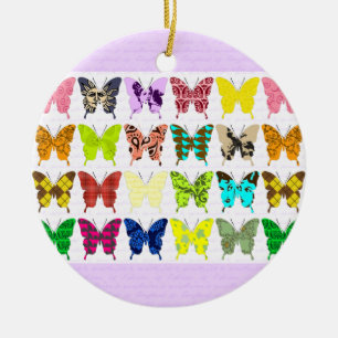 Butterfly Collage Ceramic Ornament