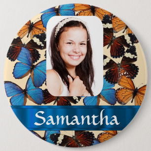 Butterfly collage photo template 6 cm round badge