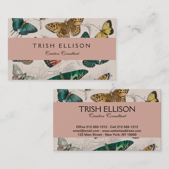 Butterfly Collection Antique Butterflies Business Card (Front/Back)