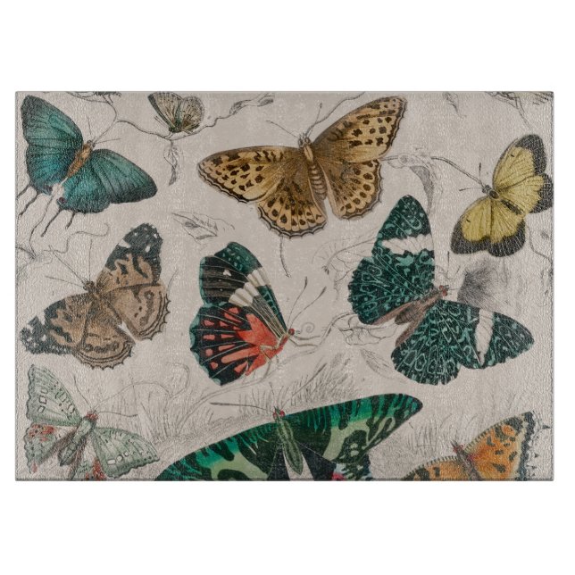 Butterfly Collection Antique Butterflies Cutting Board (Front)