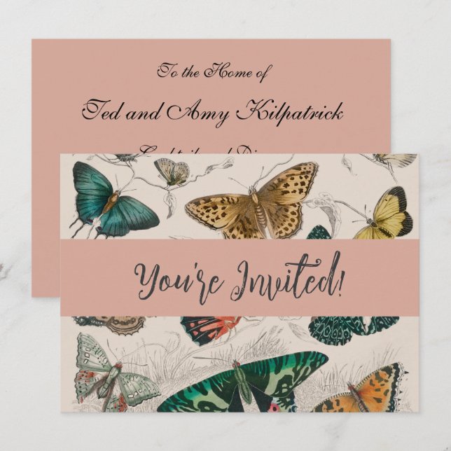 Butterfly Collection Antique Butterflies Invitation (Front/Back)