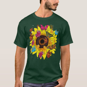 Butterfly Collector Insect Sunshine Sunflower Butt T-Shirt