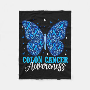 Butterfly Colon Cancer Awareness Month Survivor Fleece Blanket