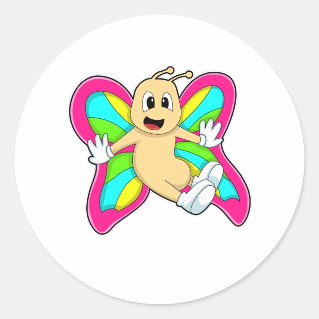 Butterfly colorful classic round sticker (Front)