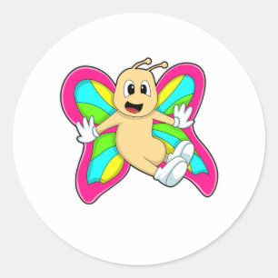 Butterfly colorful classic round sticker