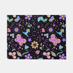 Butterfly Colourful And Flower Cute Doormat