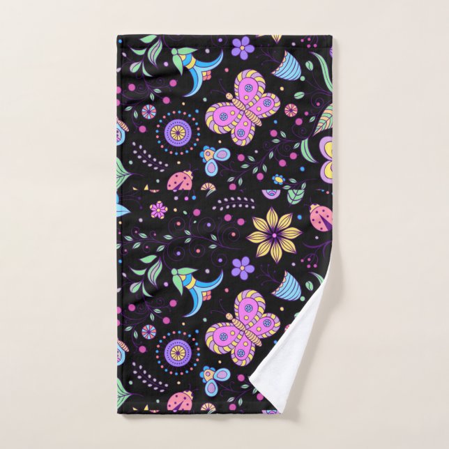 Butterfly Colourful And Flower Cute   Hand Towel (Hand Towel)