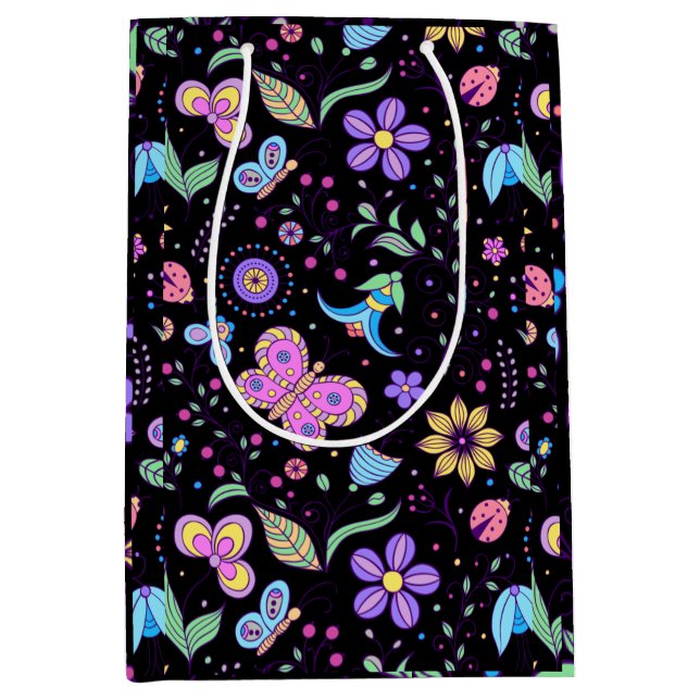 Butterfly Colourful And Flower Cute  Medium Gift Bag (Front)