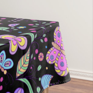 Butterfly Colourful And Flower Cute Tablecloth