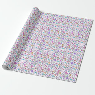 Butterfly Colourful And Flower Cute Wrapping Paper