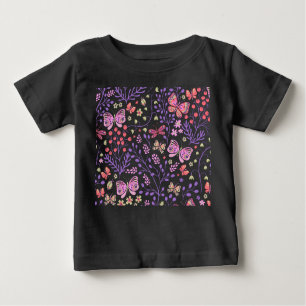 Butterfly Colourful And Flowers Rose Baby T-Shirt