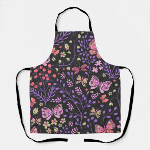 Butterfly Colourful And Flowers Rose cute   Apron