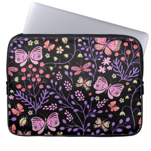 Butterfly Colourful And Flowers Rose cute Laptop Sleeve