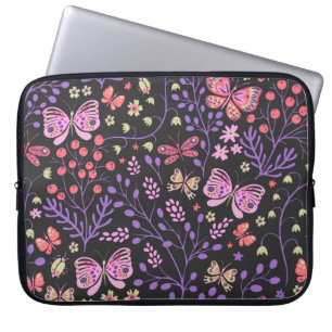 Butterfly Colourful And Flowers Rose cute Laptop Sleeve
