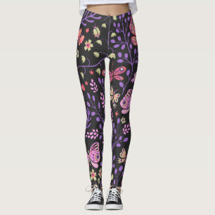 Butterfly Colourful And Flowers Rose cute Leggings