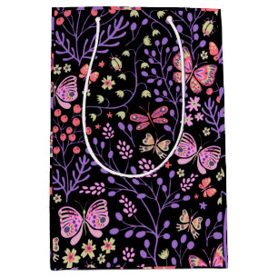 Butterfly Colourful And Flowers Rose cute Medium Gift Bag