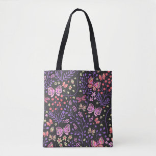 Butterfly Colourful And Flowers Rose cute Tote Bag