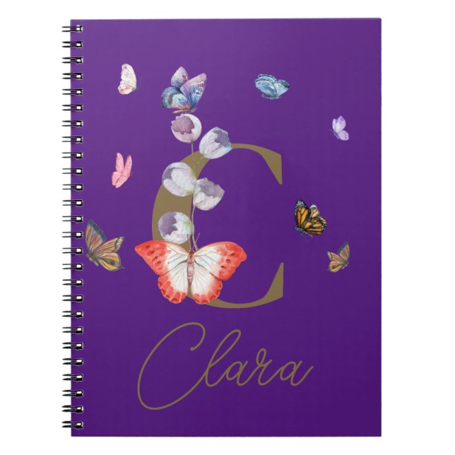 Butterfly Colourful Floral Personalised Gift Notebook (Front)