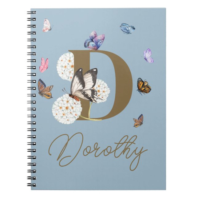 Butterfly Colourful Floral Personalised Gift Notebook (Front)