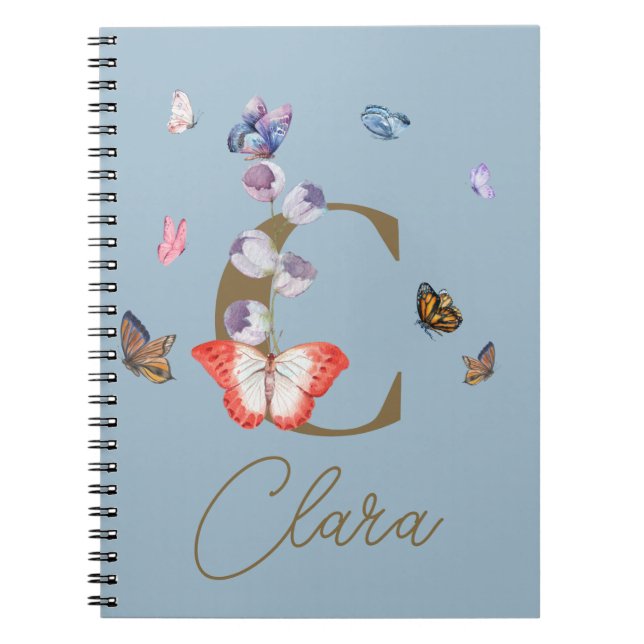 Butterfly Colourful Floral Personalised Gift Notebook (Front)