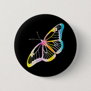 Butterfly Colourful Monarch Rainbow Drawing 6 Cm Round Badge