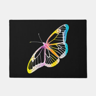 Butterfly Colourful Monarch Rainbow Drawing Doormat
