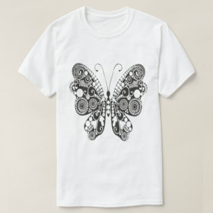 Butterfly Colouring Book Style Artistic T-Shirt