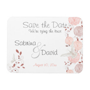 Butterfly Coral Chrysanthemums Save the Date Magnet