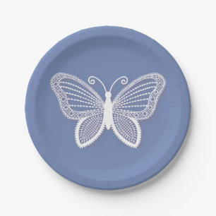 Butterfly, Cornflower Blue Butterflies Wedding Paper Plate