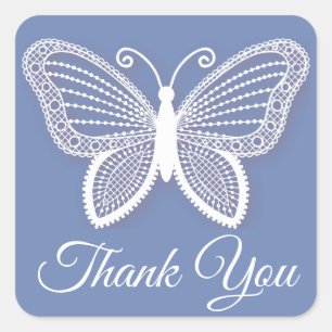 Butterfly Cornflower Blue Thank You Butterflies Square Sticker