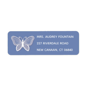 Butterfly Cornflower Blue & White Butterflies Return Address Label