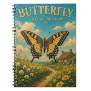 Butterfly Cottage Meadow Watercolor GeoSaga Notebook