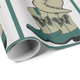 Butterfly Cowboy Boots Wrapping Paper
